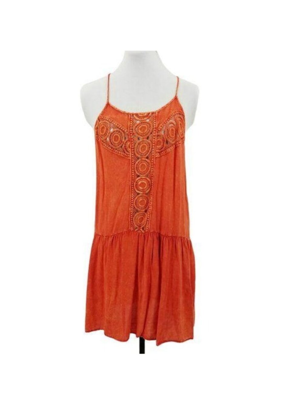 Finn Clover Size Small Orange Tunic Top Tank Mini Dress Boho Western Festival